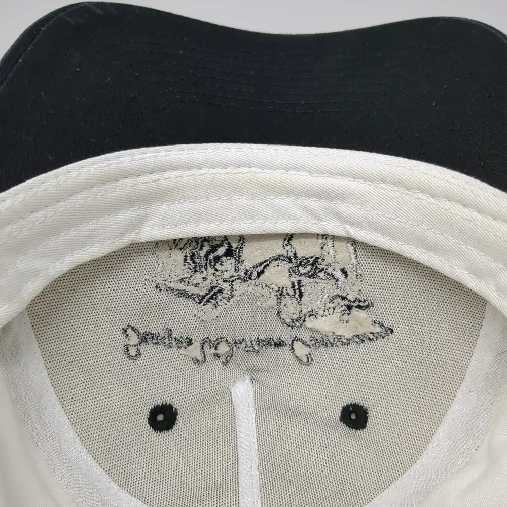 Seager 5 Panel White Black OSFM Rope Hat Snapback Western Cowboy Cotton Steer